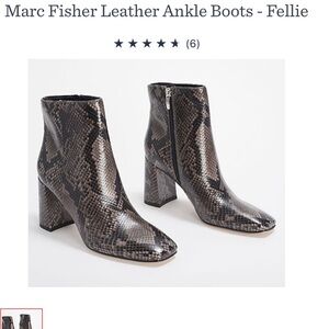 Marc Fisher Brown and Black Snake Print Ankle Boots